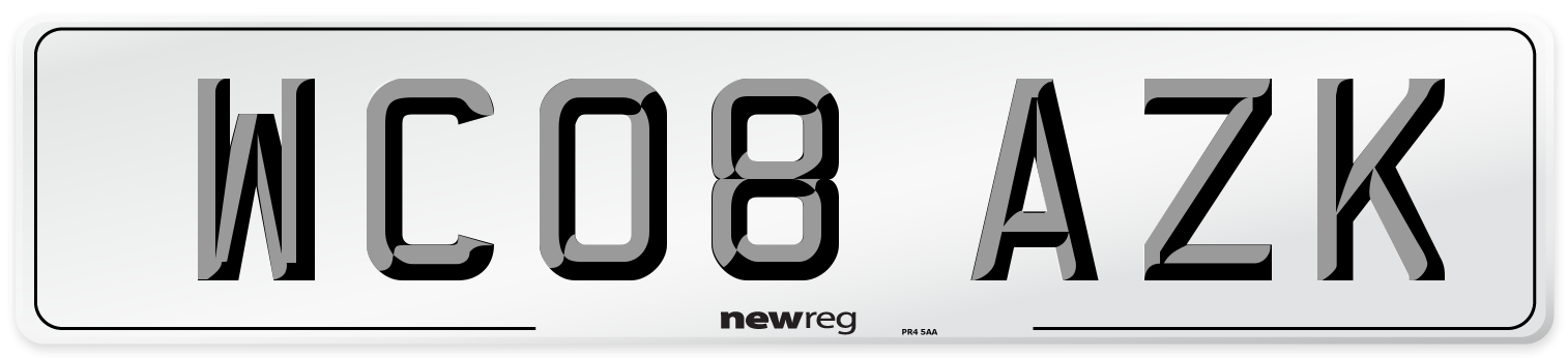 WC08 AZK Number Plate from New Reg